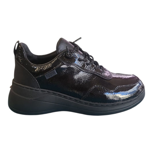Sneakers Melluso donna in naplak nero con lacci elastici K55492