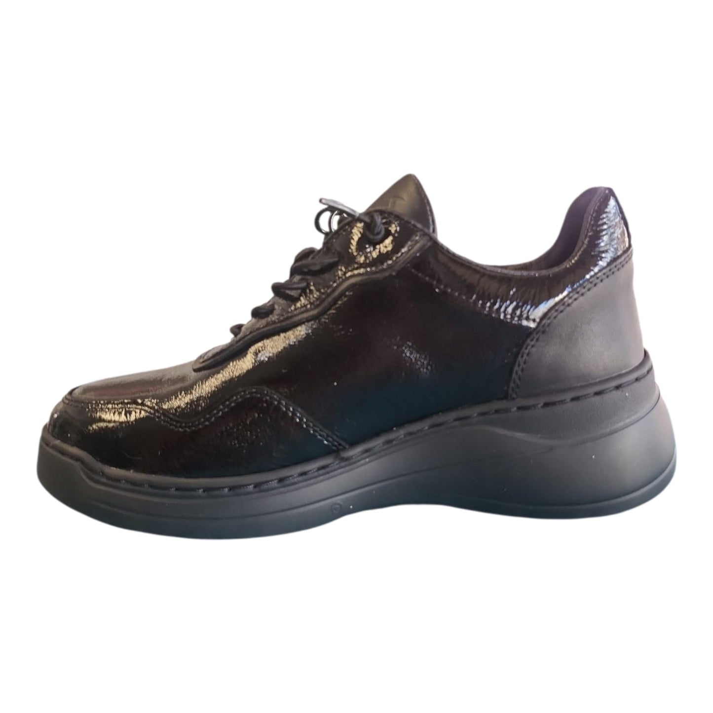 Sneakers Melluso donna in naplak nero con lacci elastici K55492