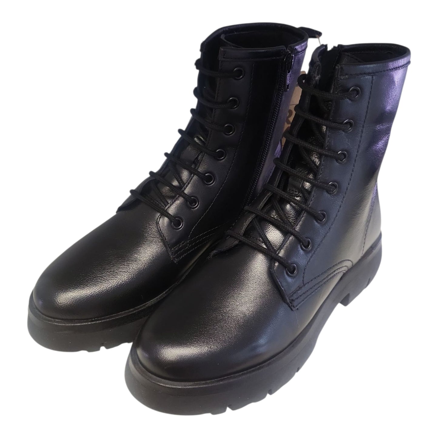 RAME Anfibi neri donna GABRY10 in pelle con cerniera, tacco 4 cm