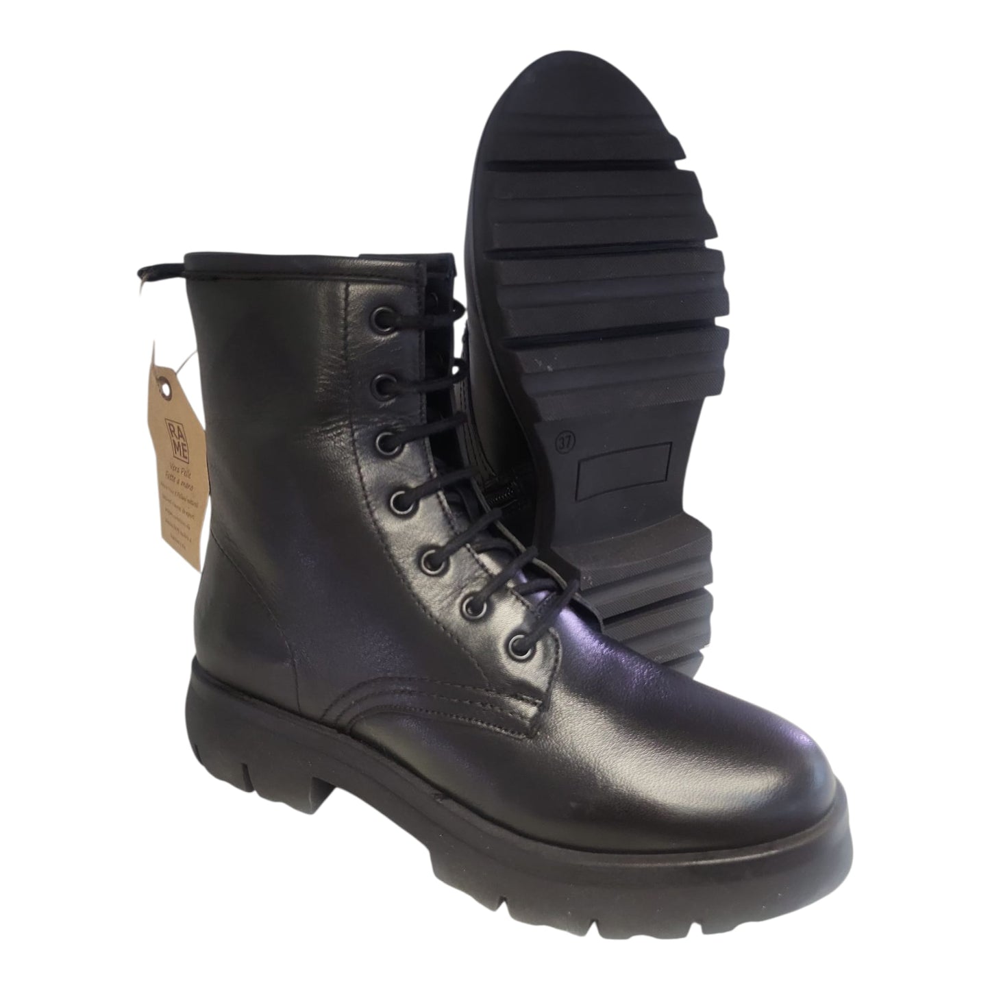 RAME Anfibi neri donna GABRY10 in pelle con cerniera, tacco 4 cm
