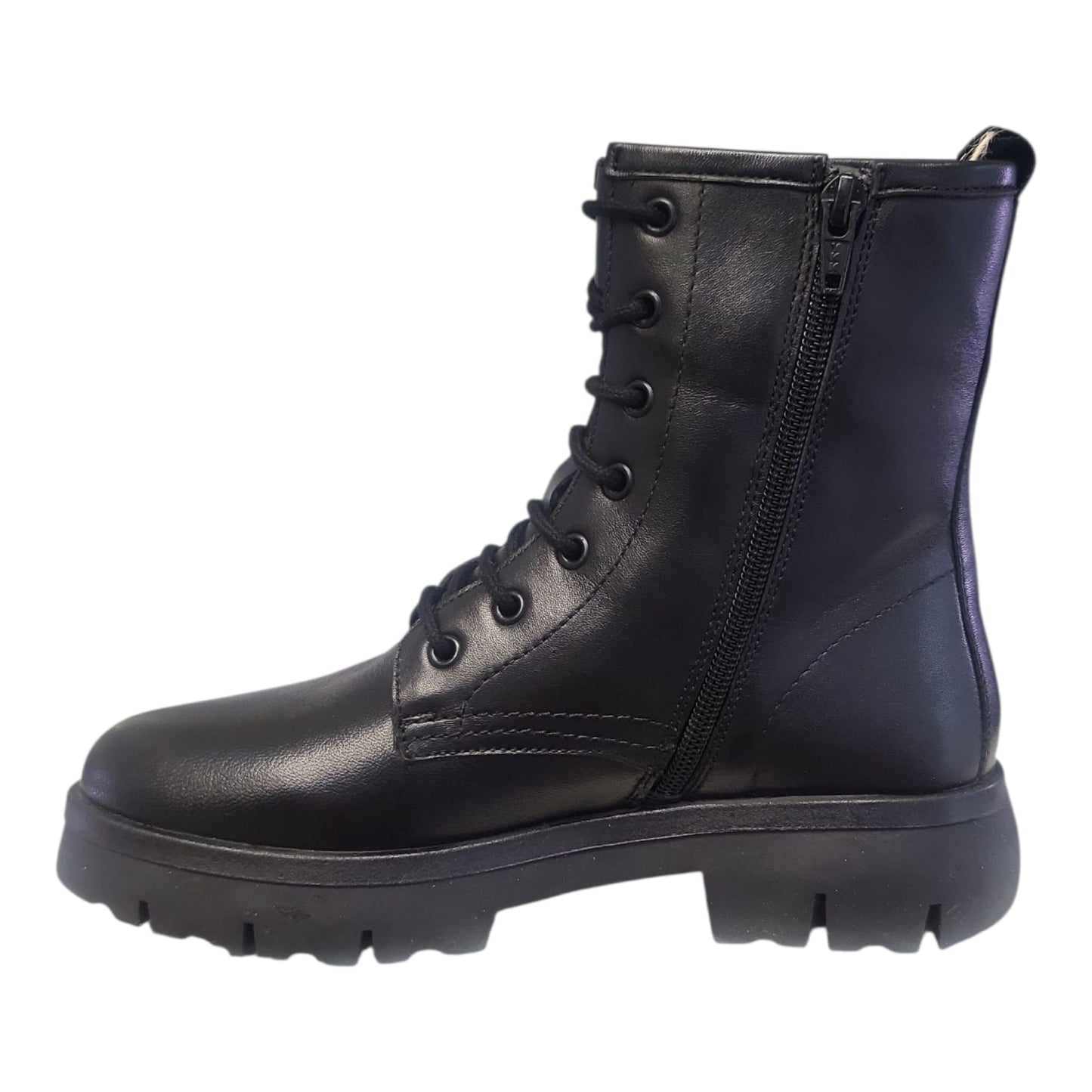 RAME Anfibi neri donna GABRY10 in pelle con cerniera, tacco 4 cm
