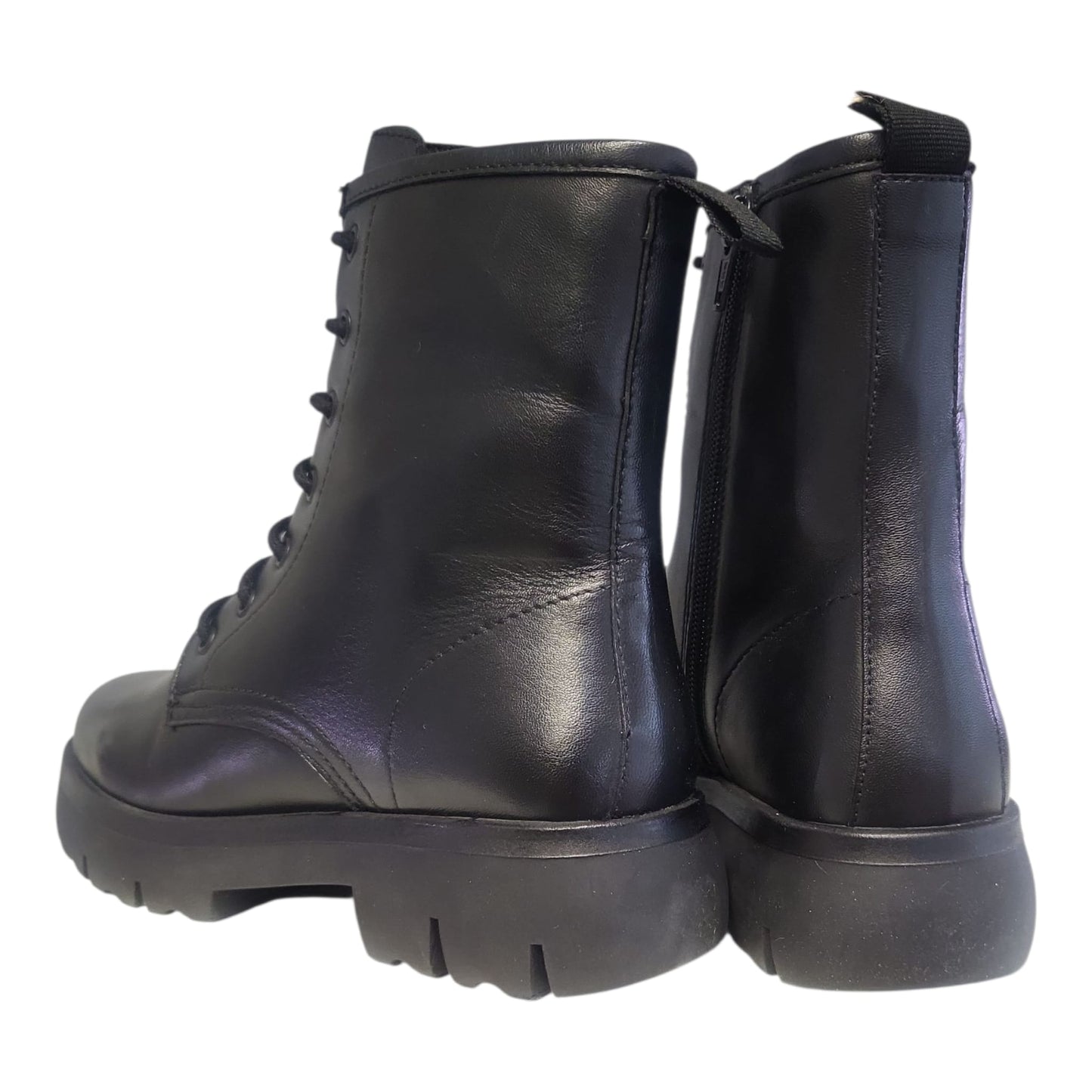 RAME Anfibi neri donna GABRY10 in pelle con cerniera, tacco 4 cm