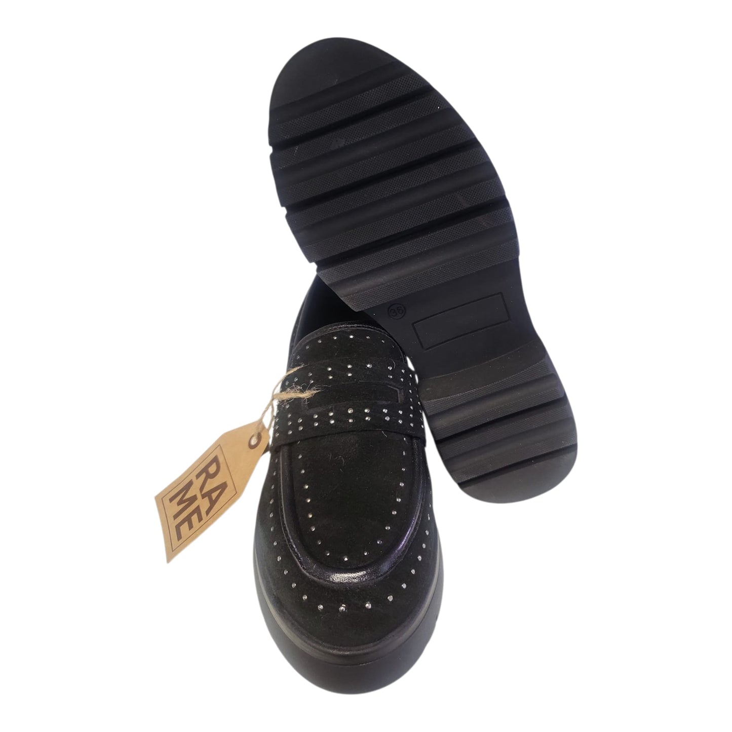 RAME mocassino da donna in pelle scamosciata con borchie nero GABRY09
