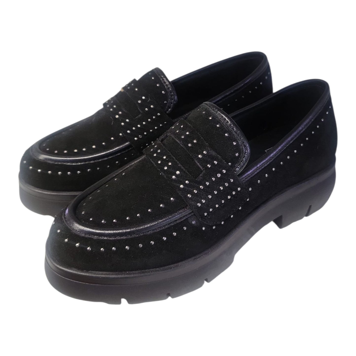 RAME mocassino da donna in pelle scamosciata con borchie nero GABRY09