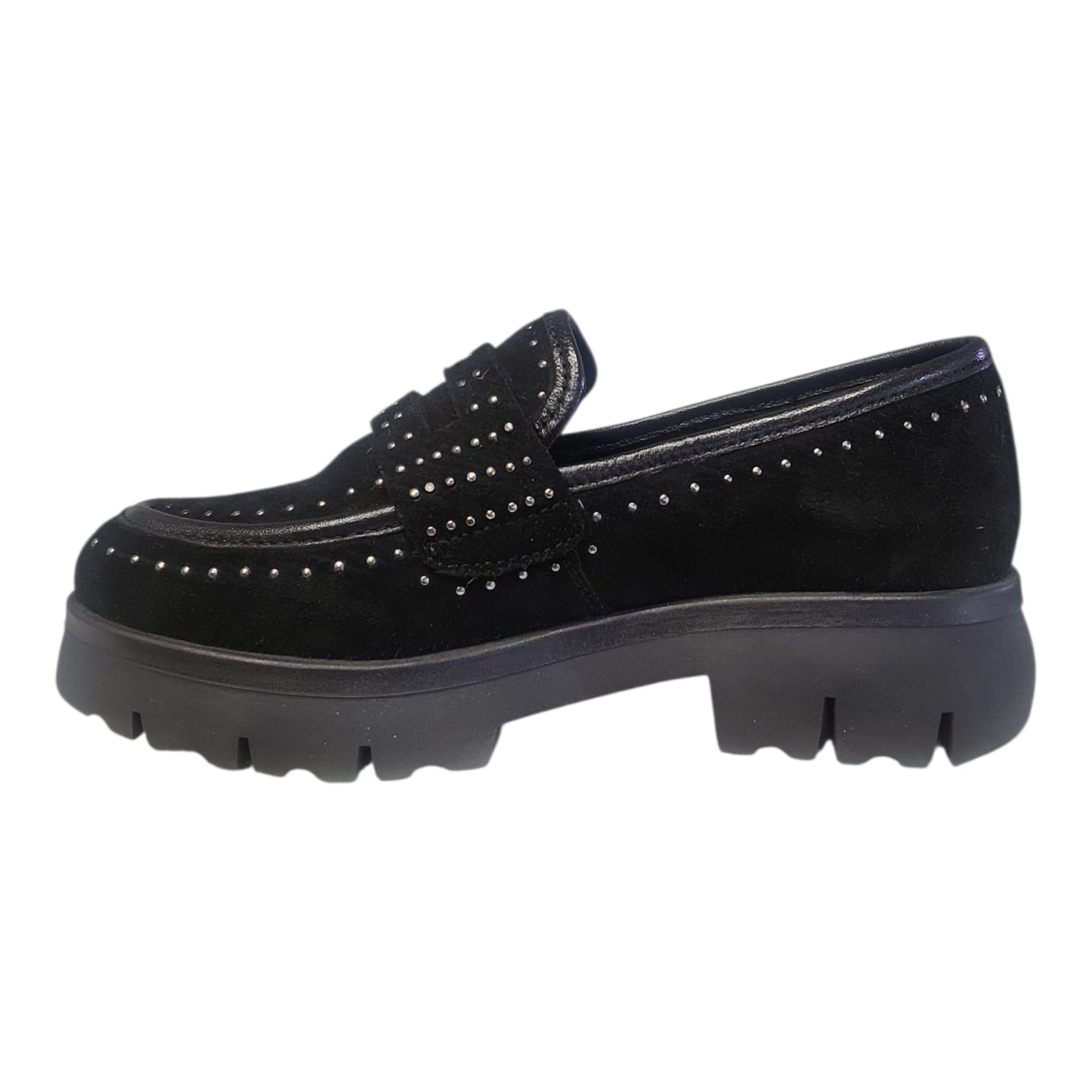 RAME mocassino da donna in pelle scamosciata con borchie nero GABRY09
