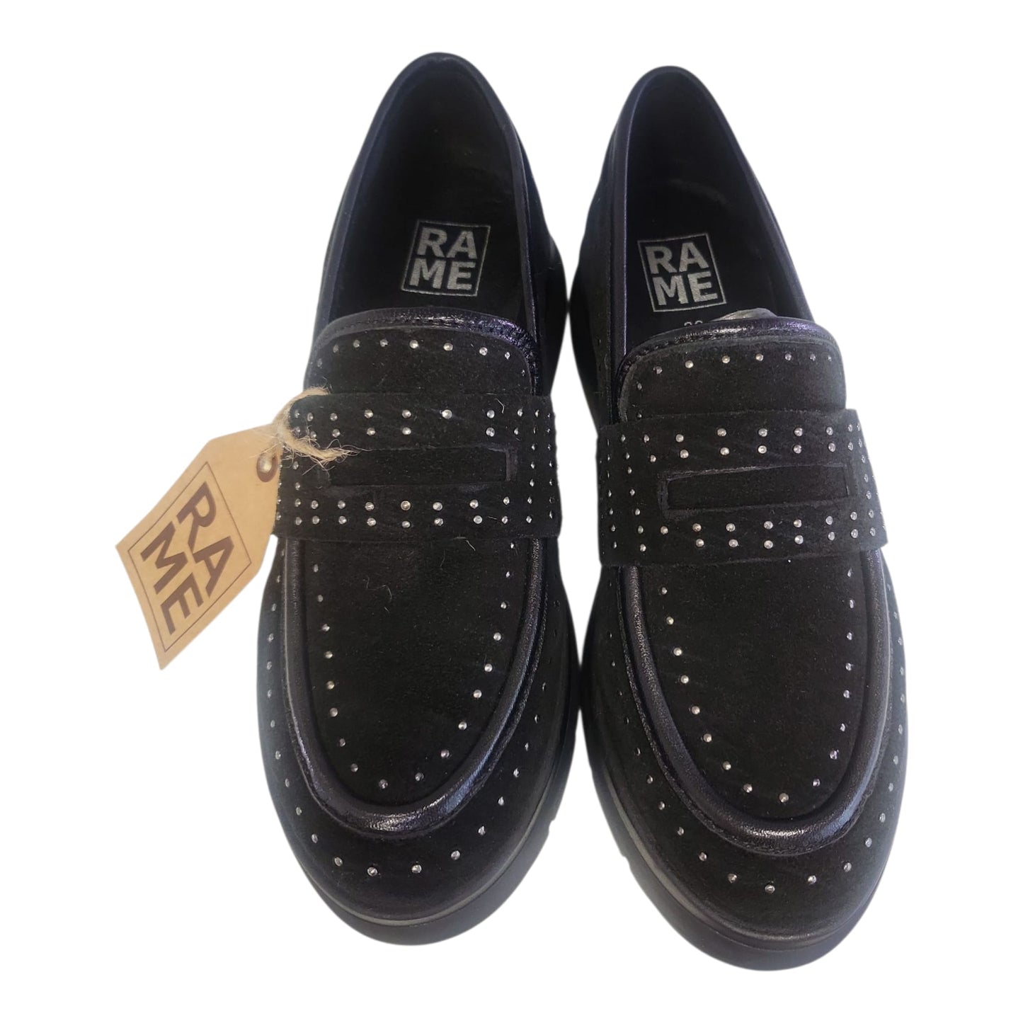 RAME mocassino da donna in pelle scamosciata con borchie nero GABRY09