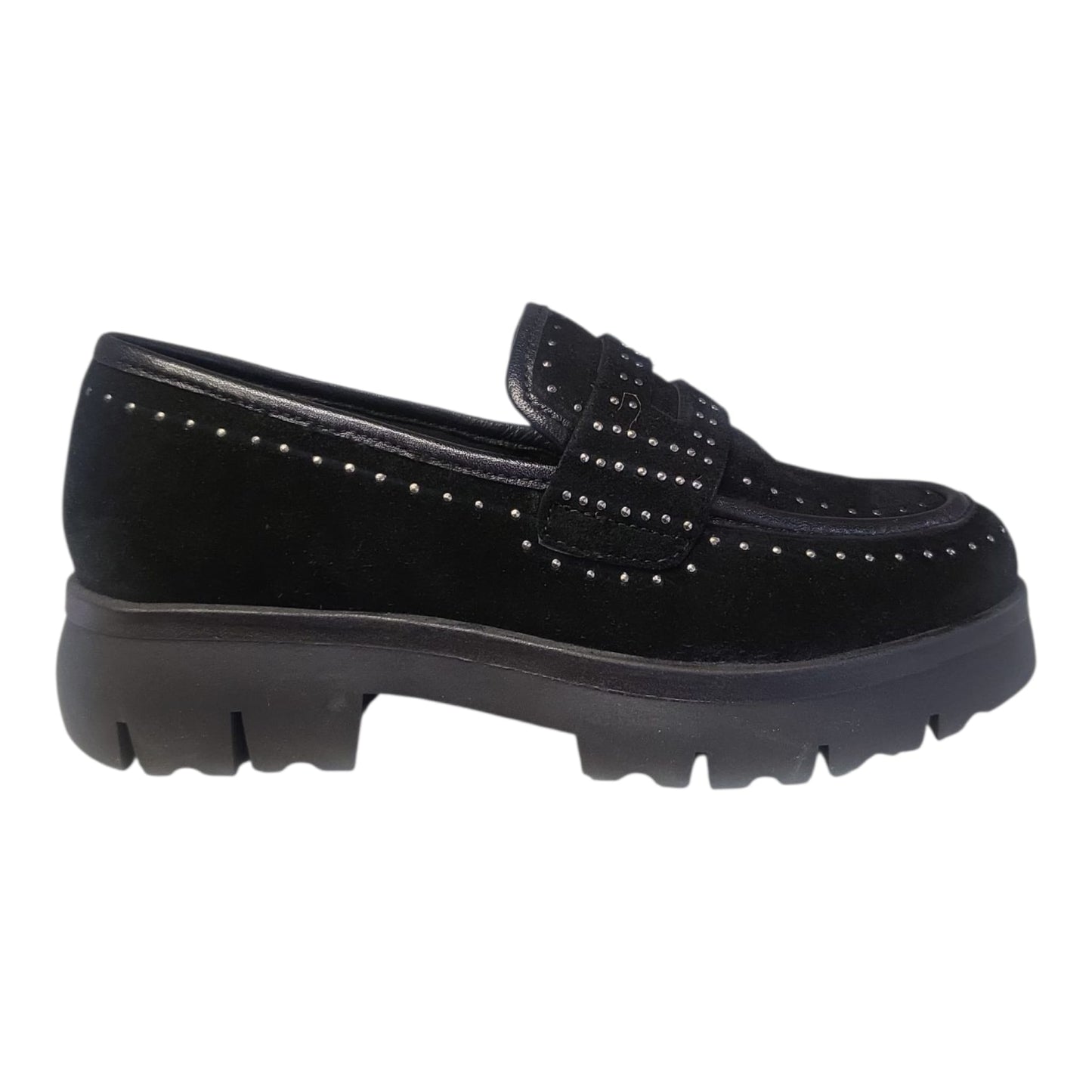 RAME mocassino da donna in pelle scamosciata con borchie nero GABRY09