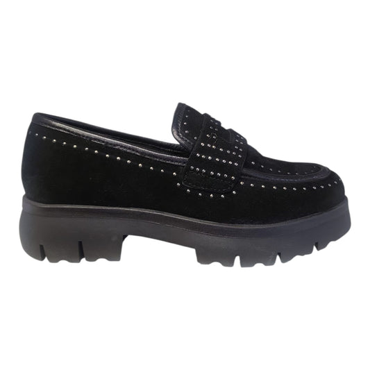RAME mocassino da donna in pelle scamosciata con borchie nero GABRY09