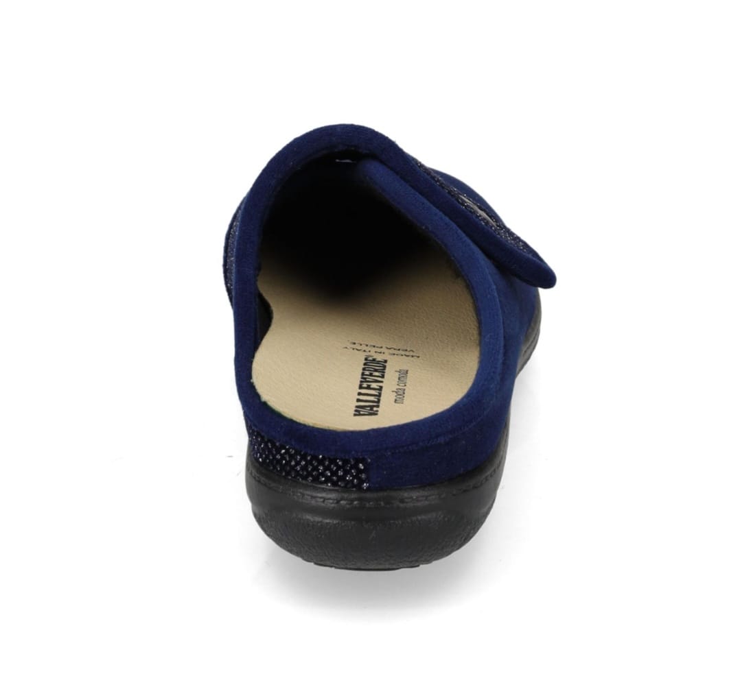 Valleverde 25102 Pantofole Donna con Plantare Estraibile in Vera Pelle Blu