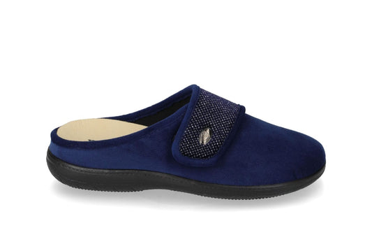 Valleverde 25102 Pantofole Donna con Plantare Estraibile in Vera Pelle Blu