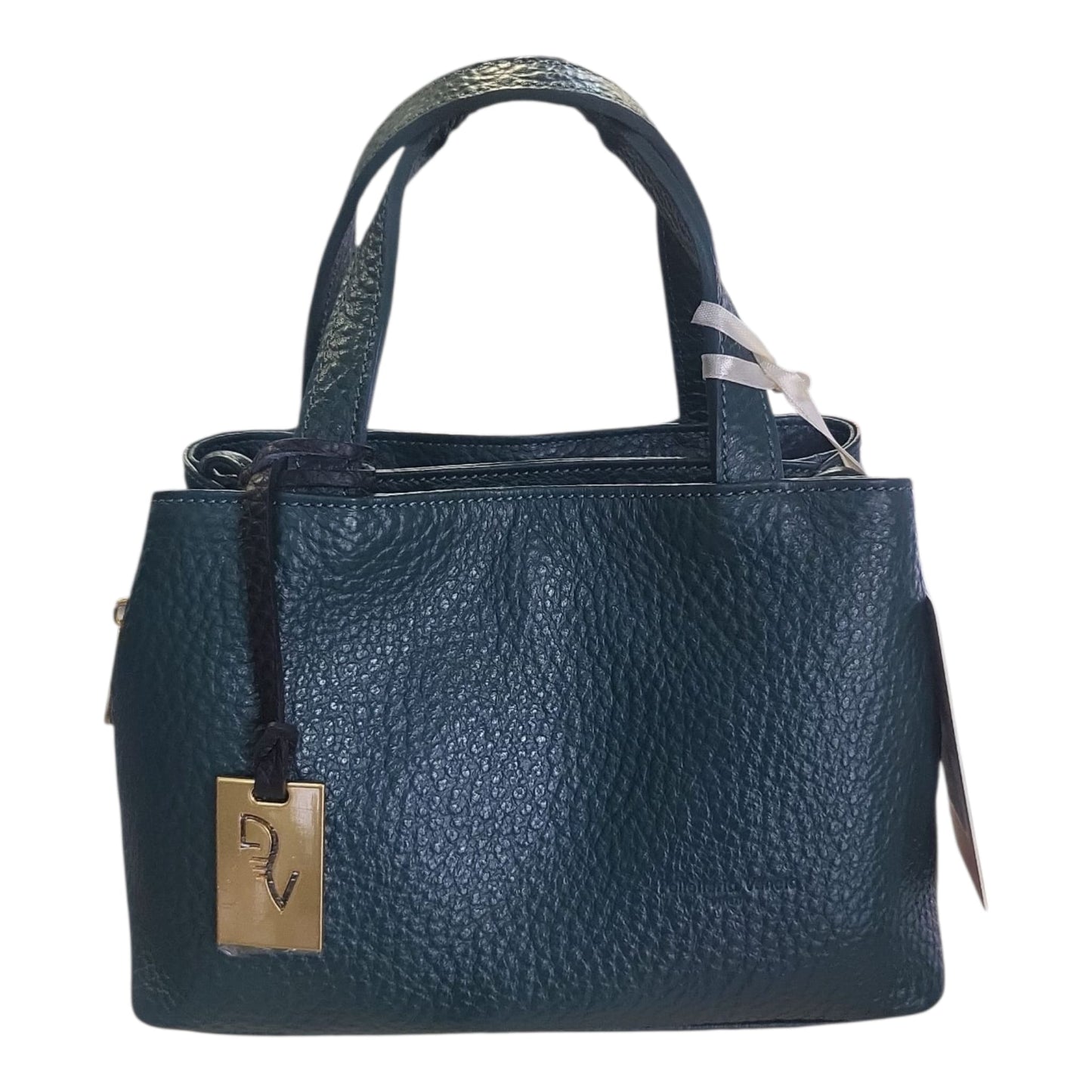 Pelletteria Veneta – Borsa a Mano Donna in Pelle Martellata con Tracolla Verde Bottiglia (22x17x11 cm) – Made in Italy