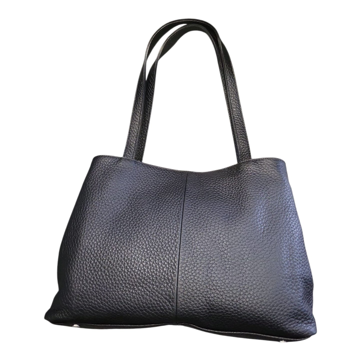 Pelletteria Veneta – Shopper Donna in Pelle Martellata Verde con 3 Scomparti e Doppia Tracolla (37x27x15 cm) – Made in Italy