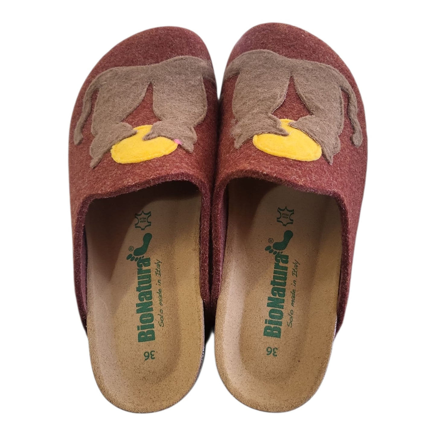 BioNatura 12 GATTO FELTRO PANTOFOLA DONNA bordò