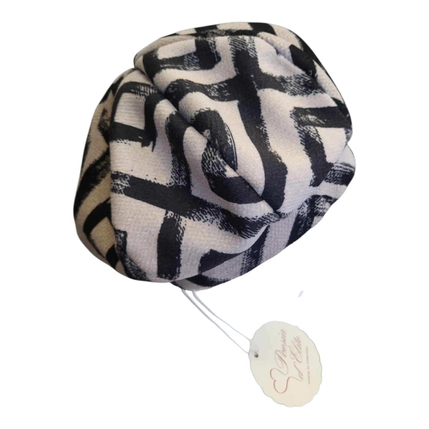 Cappellino Poesia d’Elitè 4378 in viscosa fantasia beige/nero
