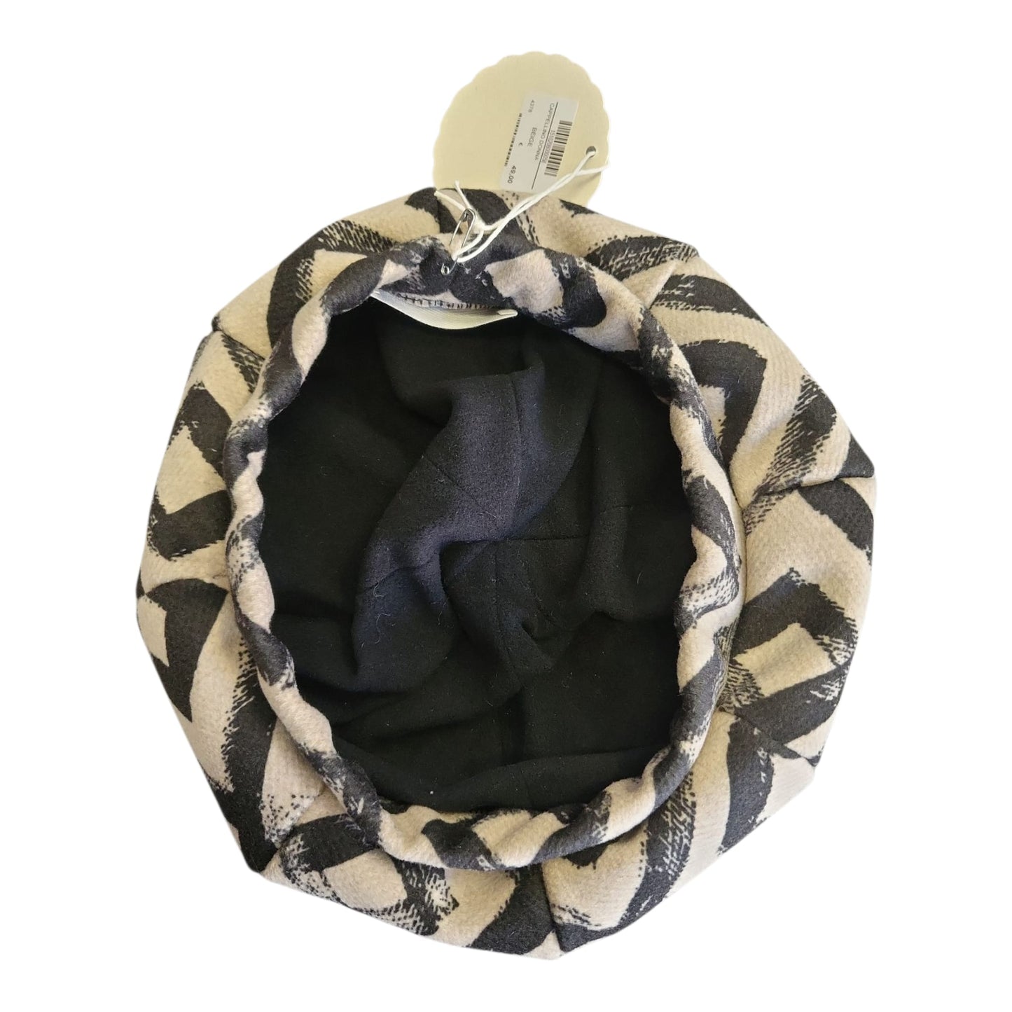 Cappellino Poesia d’Elitè 4378 in viscosa fantasia beige/nero