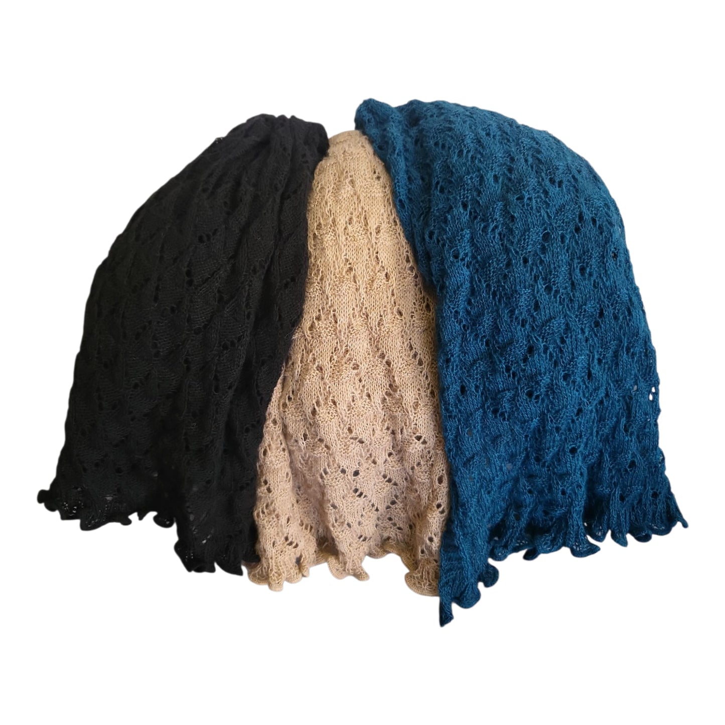 Sciarpa T2421 in maglia Made in Italy – nero, nocciola, petrolio