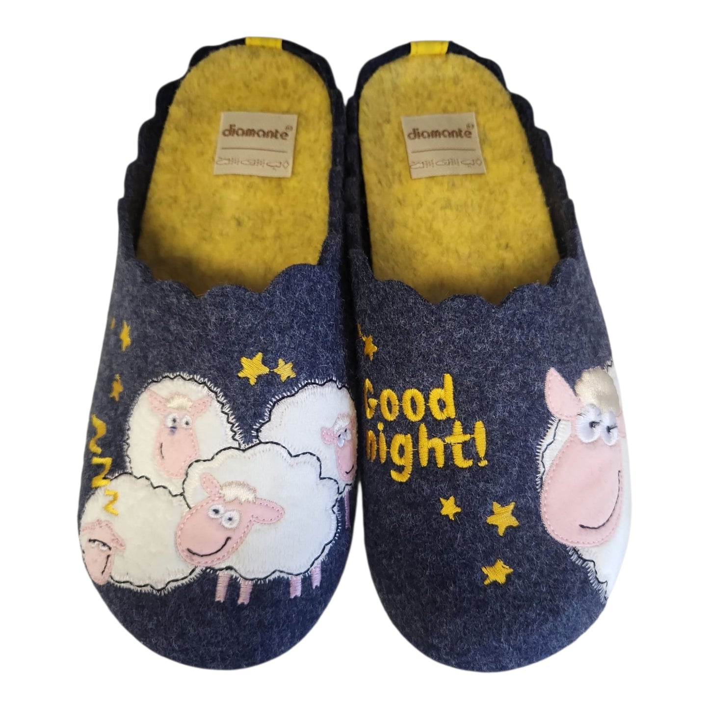 Diamante  pantofole pianelle donna lana cotta pecora blu DM85400