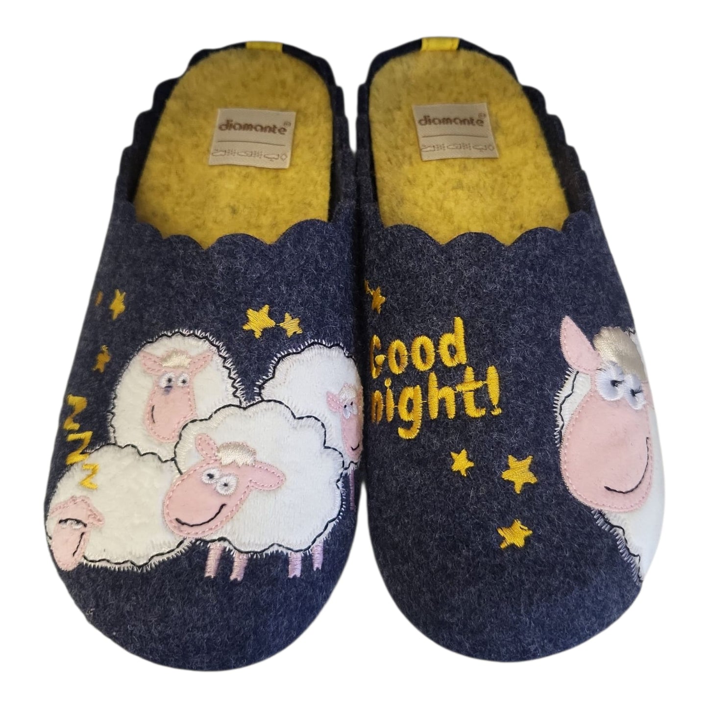 Diamante  pantofole pianelle donna lana cotta pecora blu DM85400