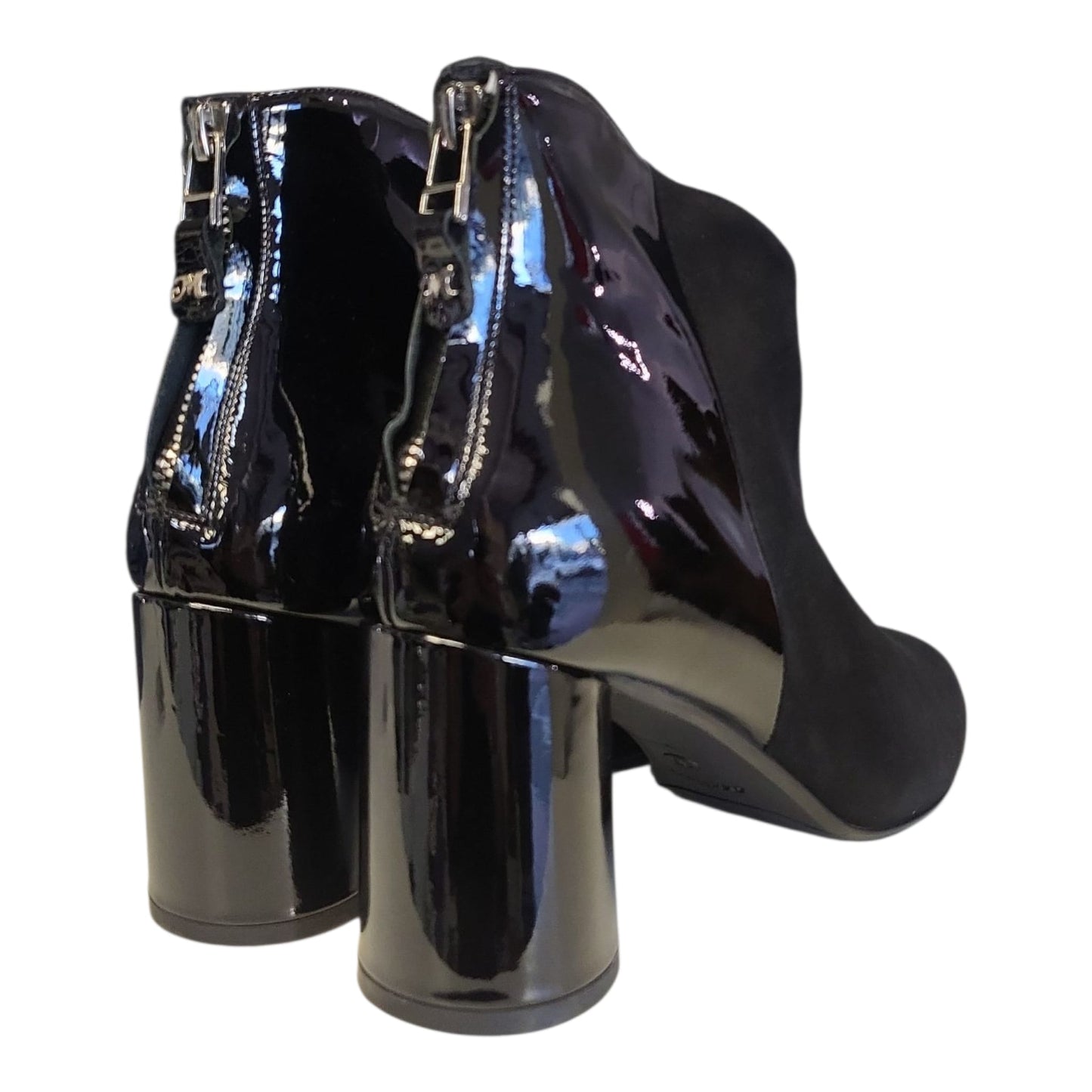 Melluso Tronchetto Donna Z947 in Camoscio e Vernice Nera con Tacco Largo 70mm