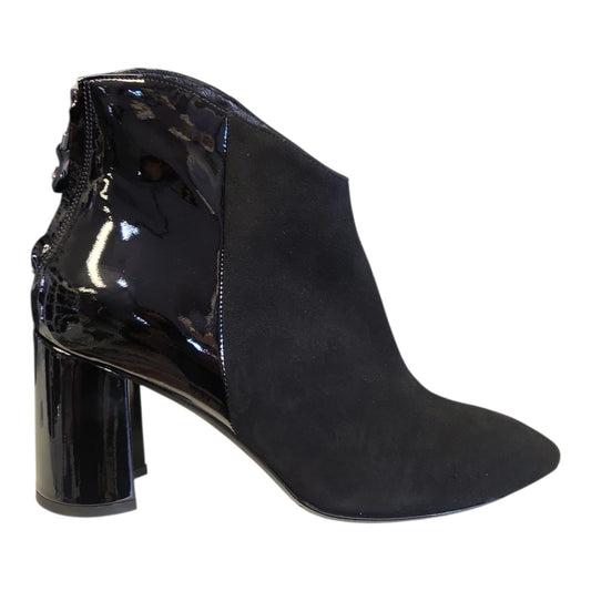 Melluso Tronchetto Donna Z947 in Camoscio e Vernice Nera con Tacco Largo 70mm