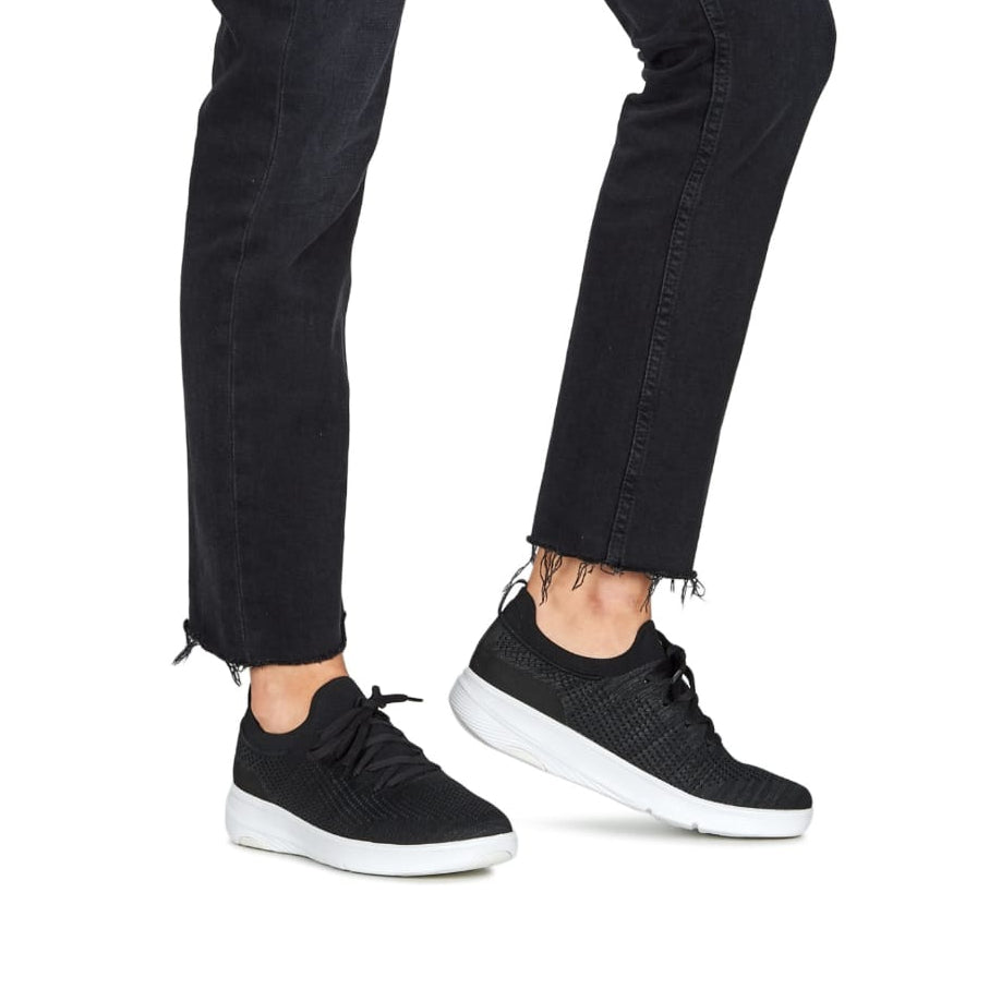 FITFLOP SUPER-Q Sneakers slip-on in maglia con lacci - BLACK