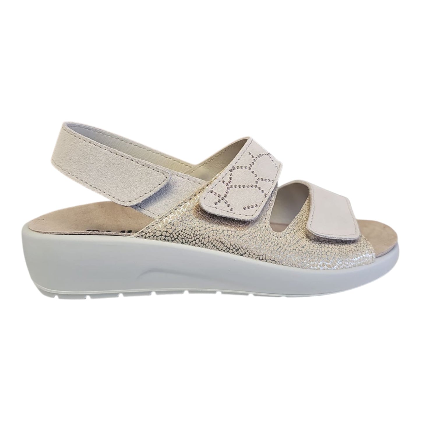 Melluso Sandalo Donna beige con Zeppa e Strass