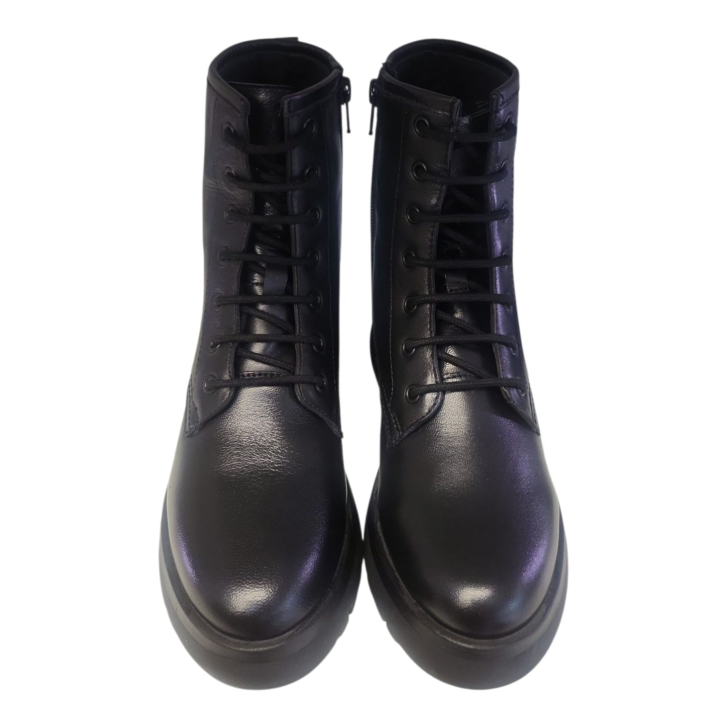 RAME Anfibi neri donna GABRY10 in pelle con cerniera, tacco 4 cm