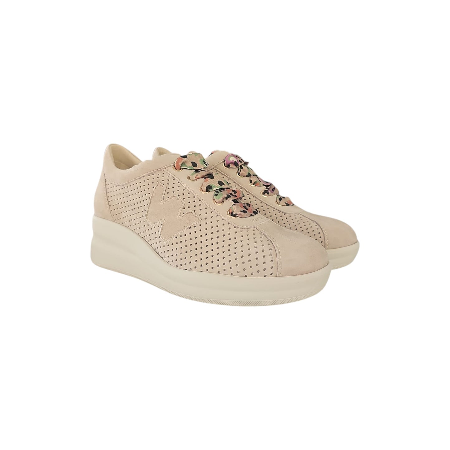 Sneakers Donna Melluso walk traforata con lacci fantasia Renna Sabbia