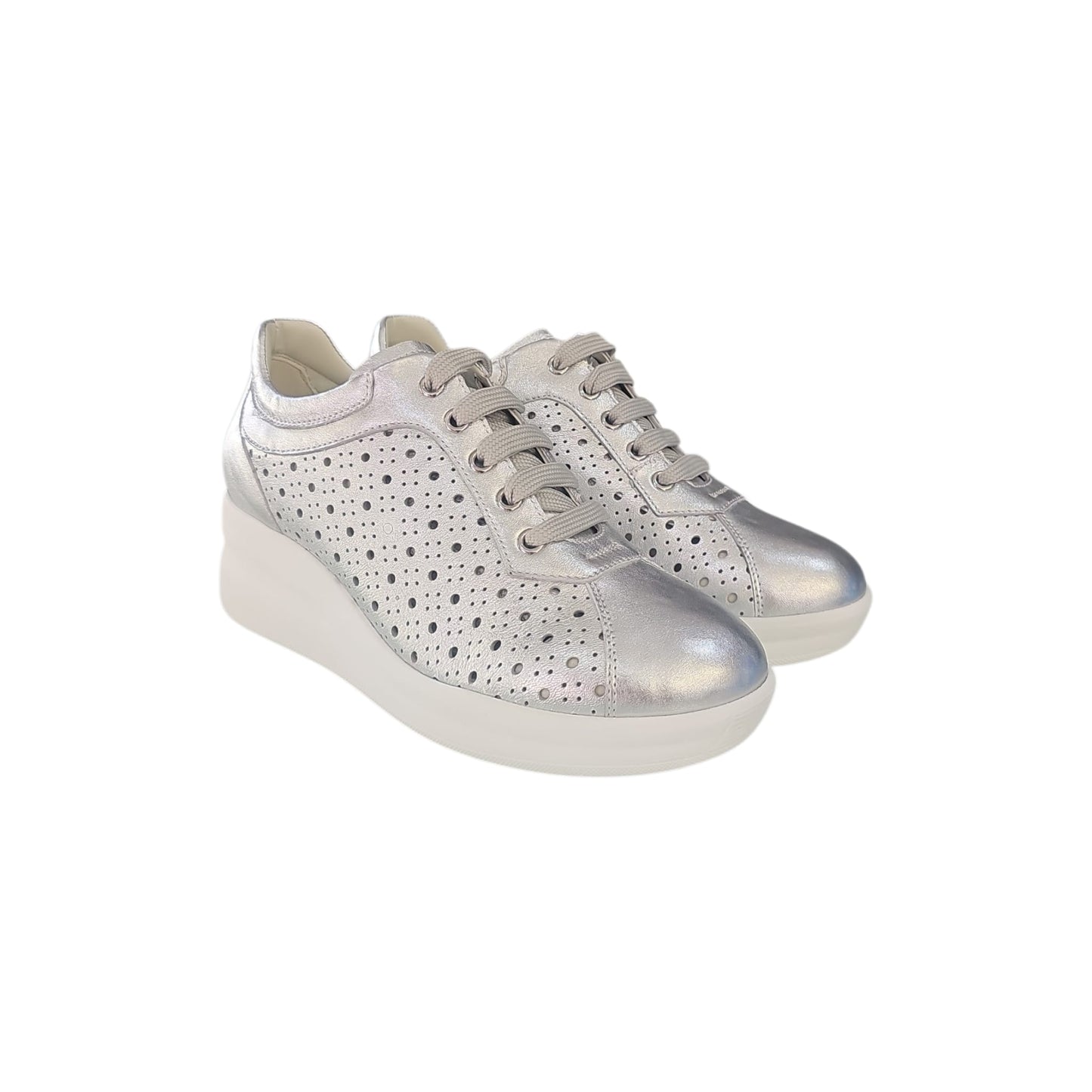 Sneakers Platform Donna Melluso Walk Argento Traforata