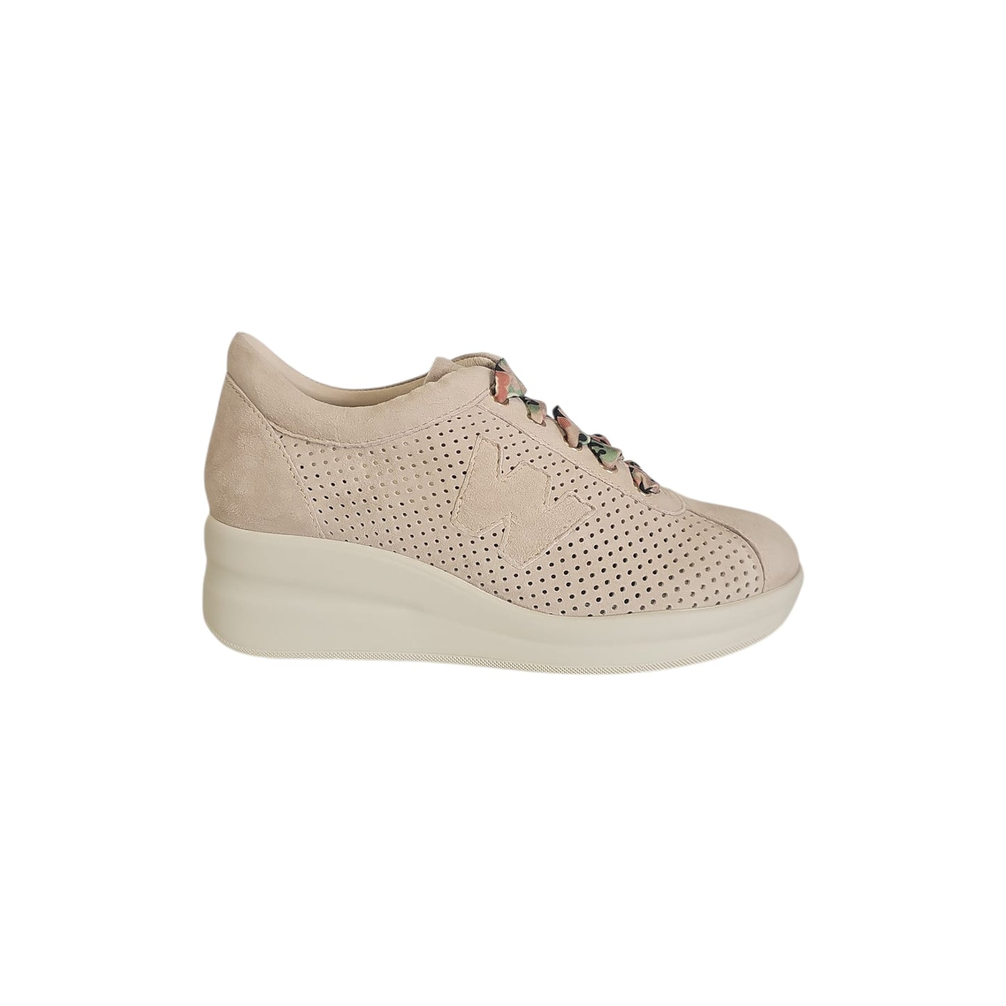 Sneakers Donna Melluso walk traforata con lacci fantasia Renna Sabbia