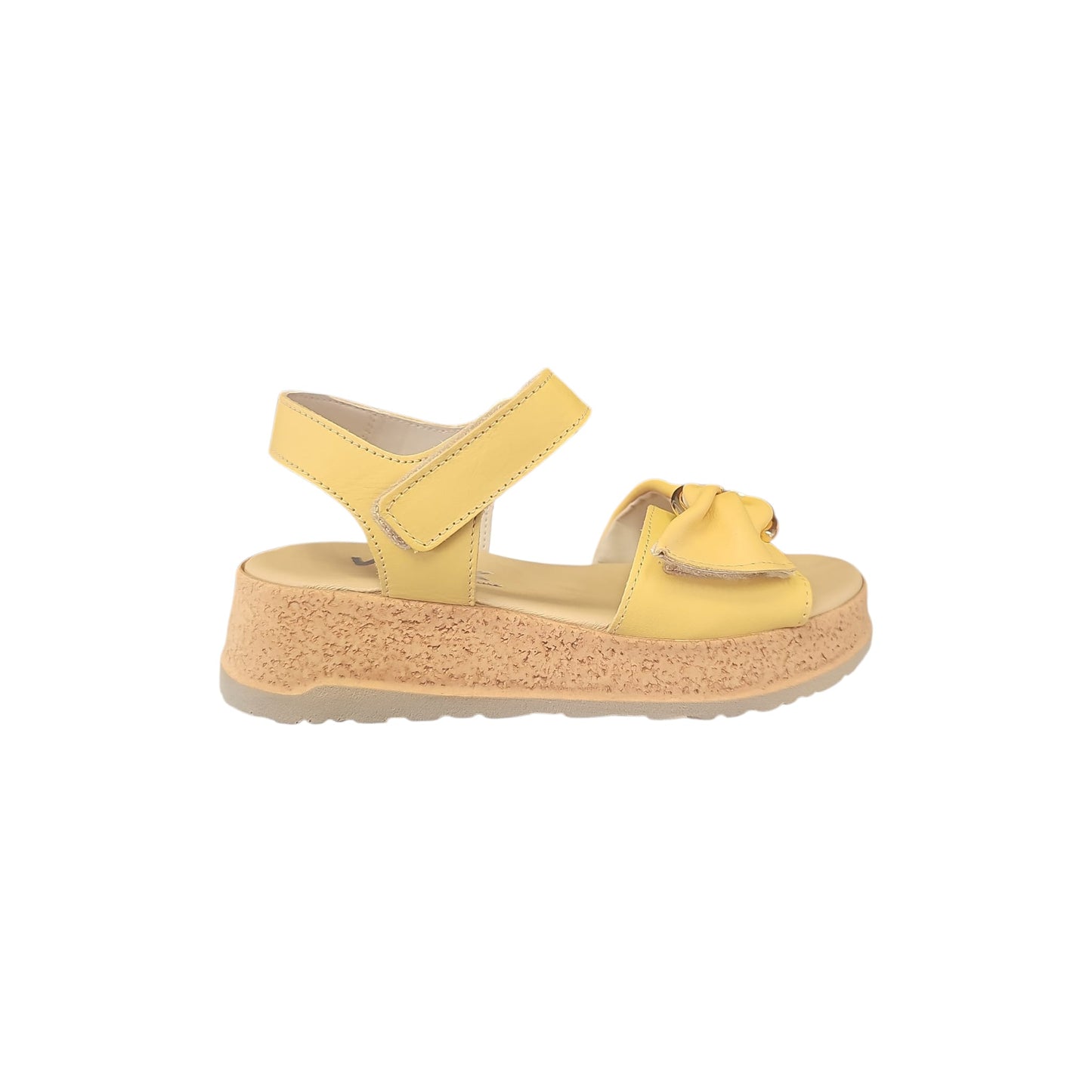 Sandalo Melluso Donna Suede Giallo Fibbia Oro Zeppa Sughero