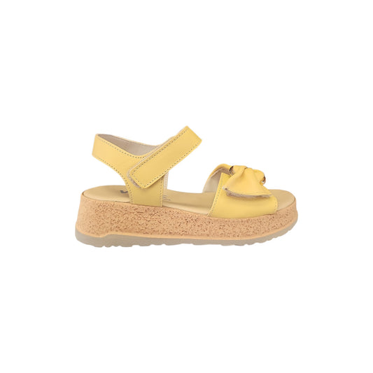Sandalo Melluso Donna Suede Giallo Fibbia Oro Zeppa Sughero