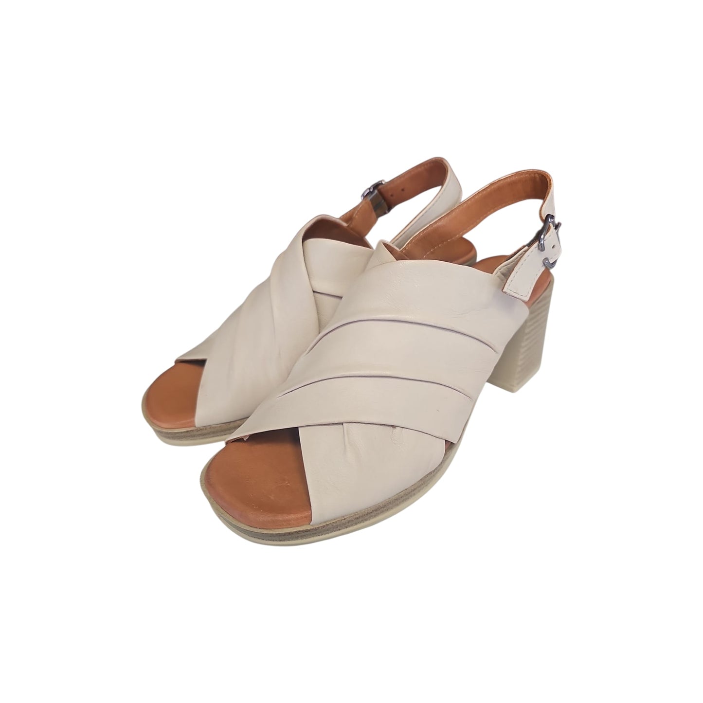 Sandalo Melluso Donna Incrocio Nude Tacco a Blocco Memory Foam