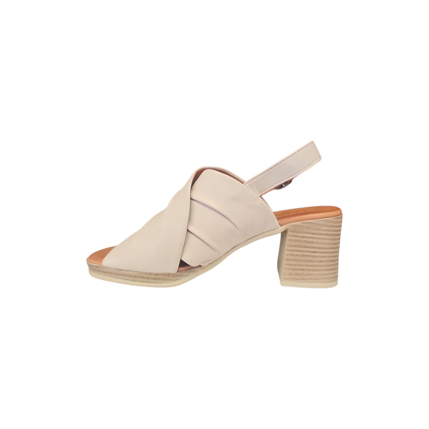 Sandalo Melluso Donna Incrocio Nude Tacco a Blocco Memory Foam