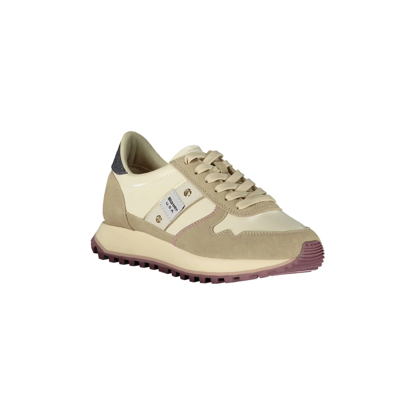 BLAUER Sneakers Donna Beige con Lacci e Dettagli a Contrasto