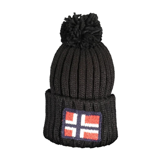 NORWAY 1963 Berretto Uomo Nero con Ponpon e Ricamo Logo