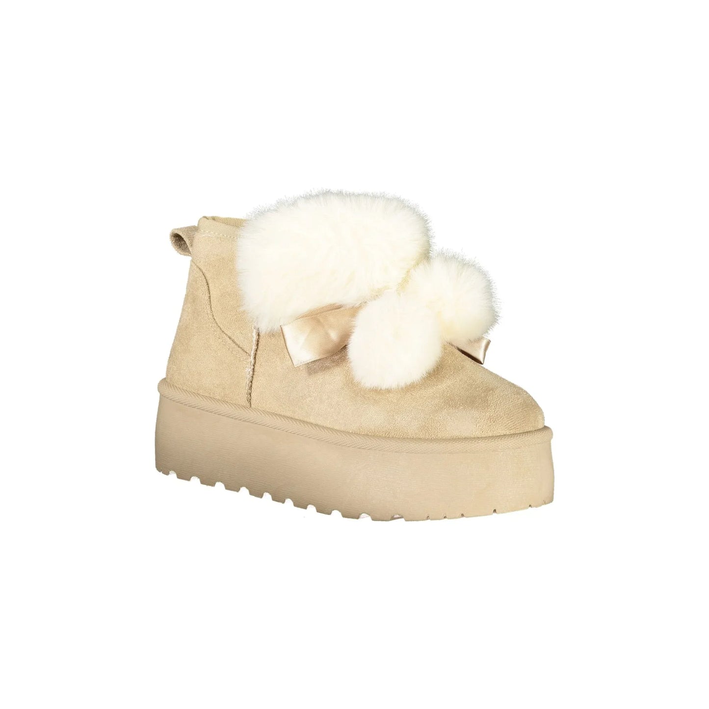 LAURA BIAGIOTTI Stivaletti Donna Beige con Pelo e Pom Pom