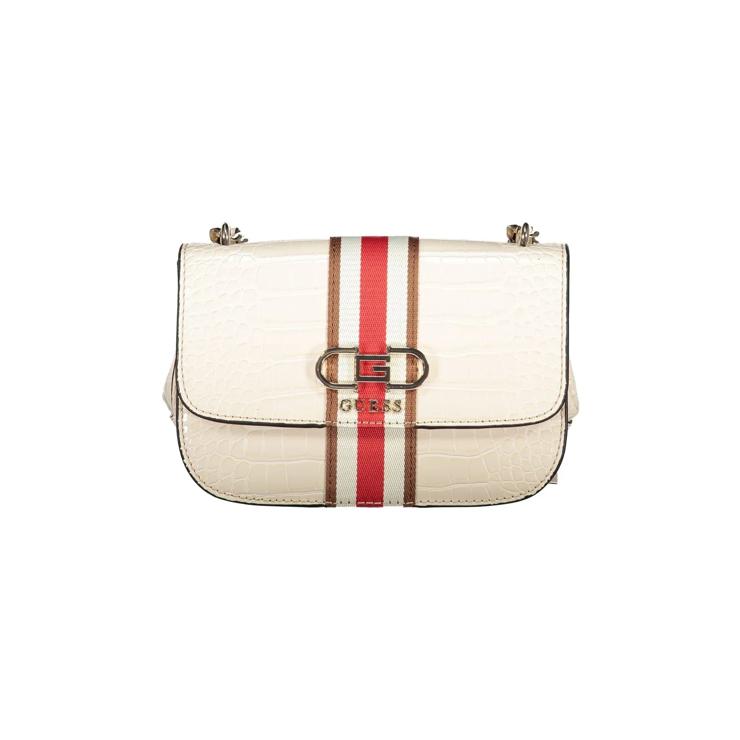 GUESS JEANS Borsa Donna a Tracolla Beige Nelka con Catena e Clip