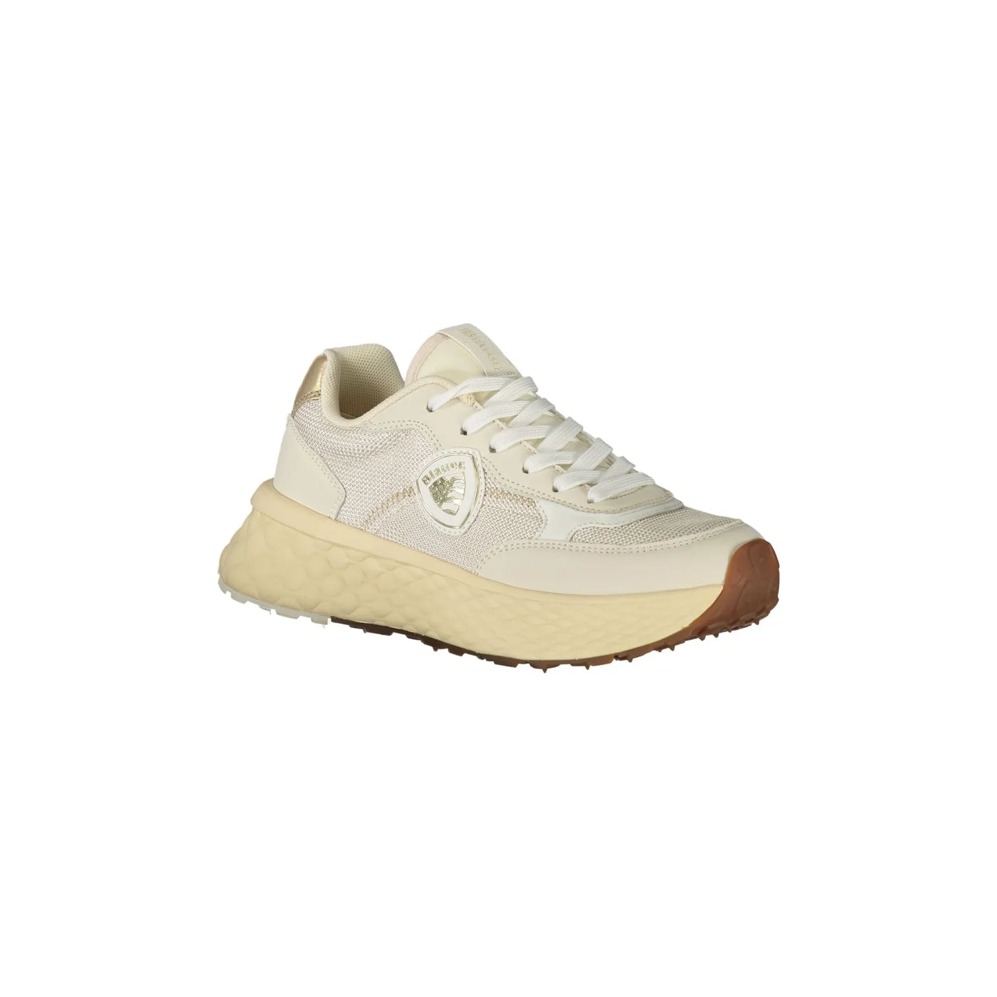 BLAUER Sneakers Donna Beige con Lacci e Dettagli in Oro