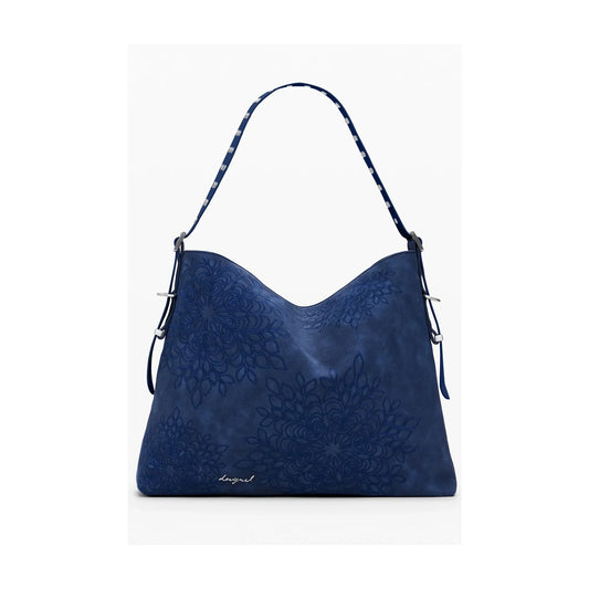 DESIGUAL Borsa Donna Blu a Spalla Sierra Buxton con Ricamo