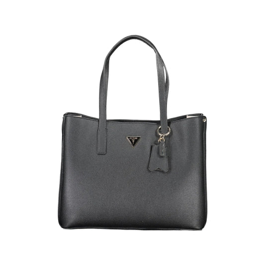 GUESS JEANS Borsa Donna Nera Meridian a Spalla con Tasche Esterne e Zip