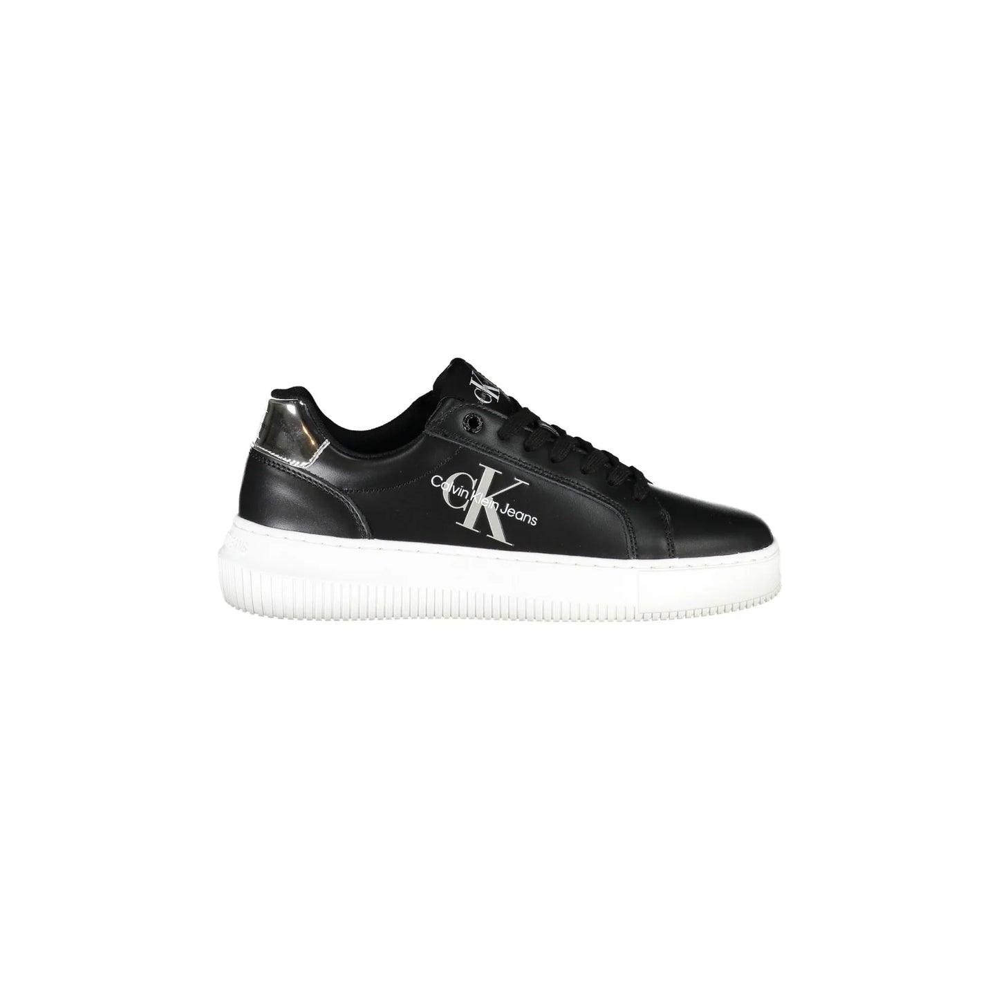 CALVIN KLEIN Scarpe Sneakers Donna Nere con Suola a Contrasto