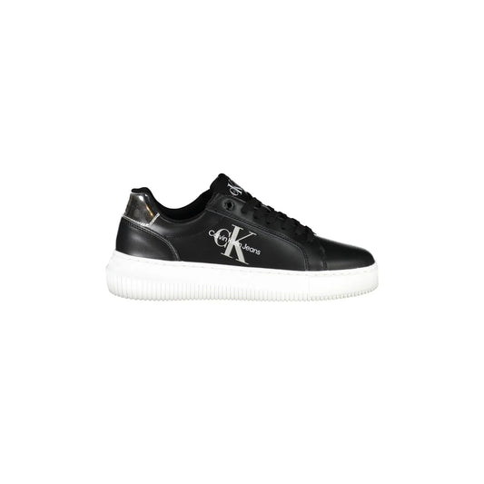 CALVIN KLEIN Scarpe Sneakers Donna Nere con Suola a Contrasto
