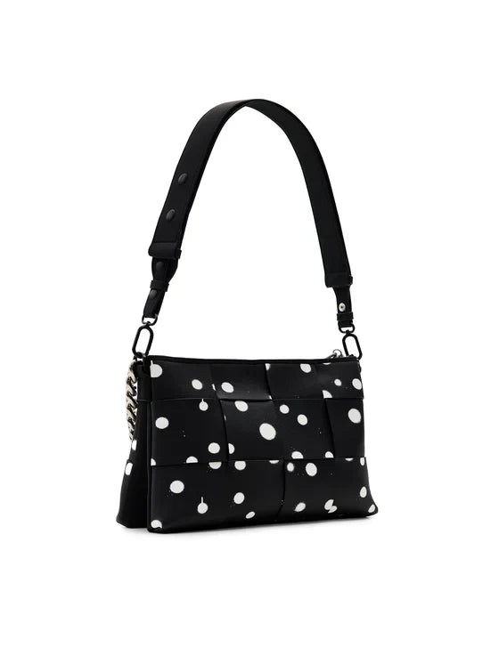 DESIGUAL Borsa Donna Nera a Mano Pois con Tracolla e Catena