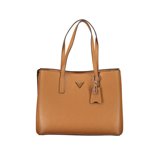 GUESS JEANS Borsa Donna Marrone Meridian a Spalla con Tasche Esterne e Zip