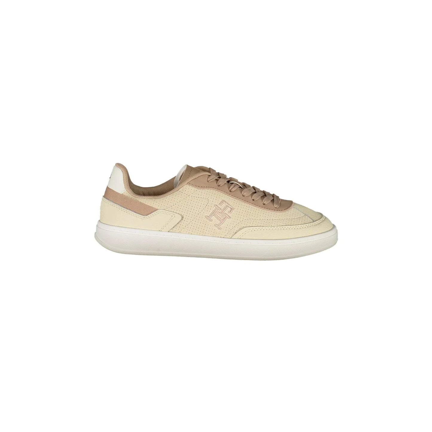 TOMMY HILFIGER Scarpe Sneakers Donna Beige con Ricamo e Plantare Removibile