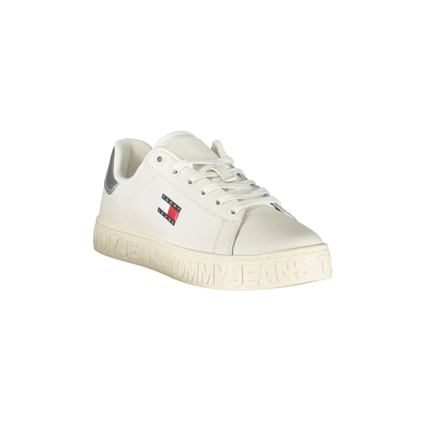 TOMMY HILFIGER Sneakers Donna Bianche con Lacci e Dettagli Argento