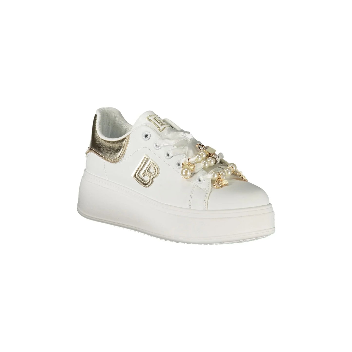 LAURA BIAGIOTTI Sneakers Donna Bianche con Lacci e Plateau 4 cm
