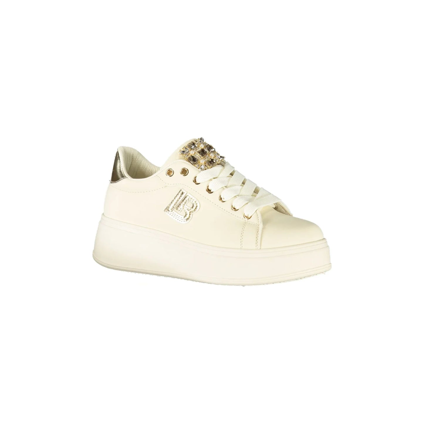 LAURA BIAGIOTTI Sneakers Donna Beige con Lacci e Plateau 5 cm