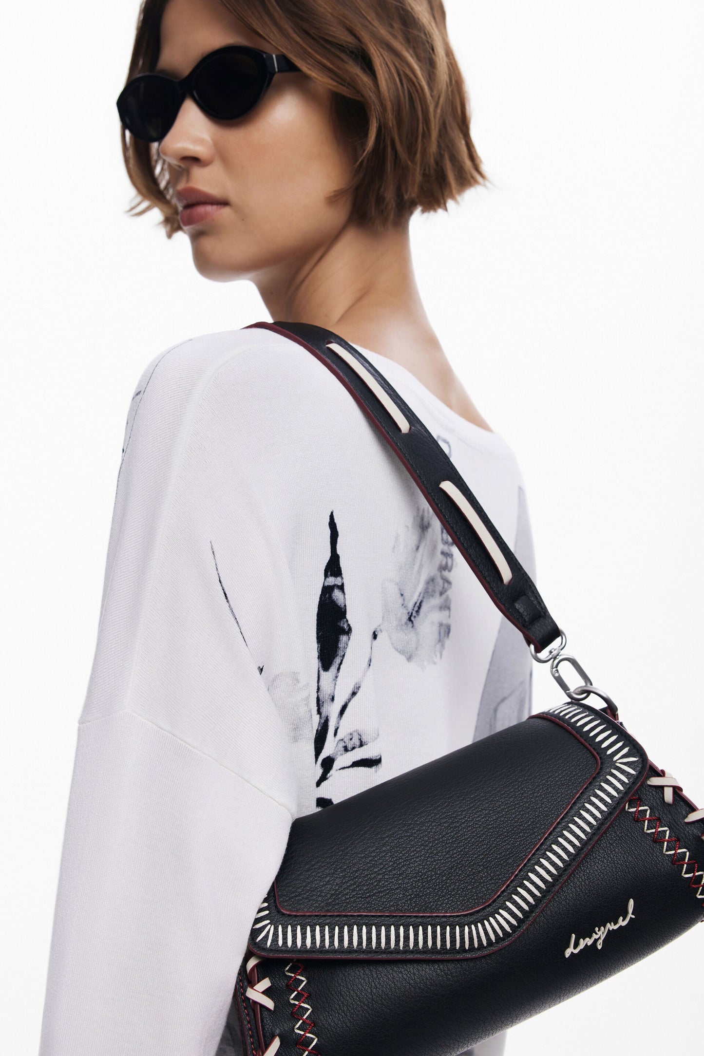 DESIGUAL Borsa Donna a Spalla Nera Manhattan Pespuntes Zarauz